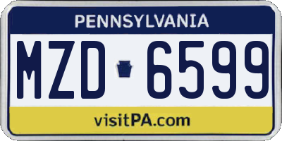 PA license plate MZD6599