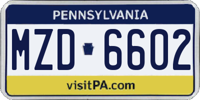 PA license plate MZD6602
