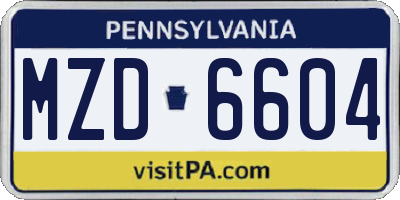 PA license plate MZD6604
