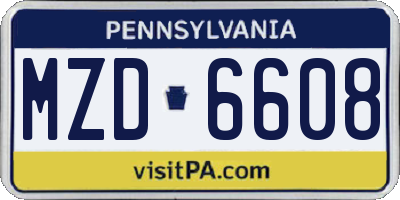 PA license plate MZD6608