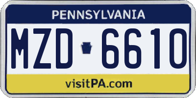 PA license plate MZD6610