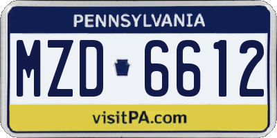 PA license plate MZD6612