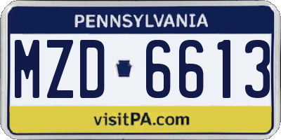 PA license plate MZD6613