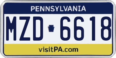 PA license plate MZD6618
