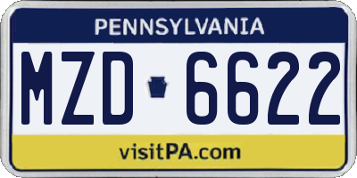 PA license plate MZD6622