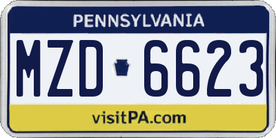 PA license plate MZD6623