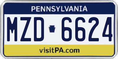 PA license plate MZD6624