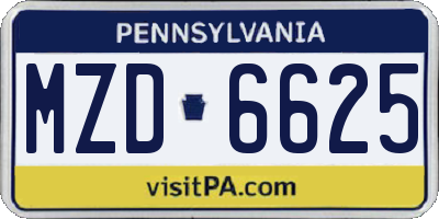 PA license plate MZD6625