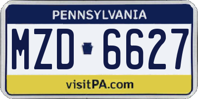PA license plate MZD6627