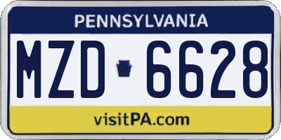 PA license plate MZD6628
