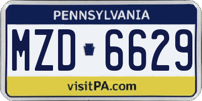 PA license plate MZD6629