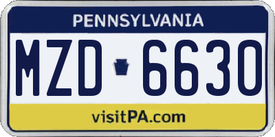 PA license plate MZD6630