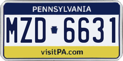 PA license plate MZD6631