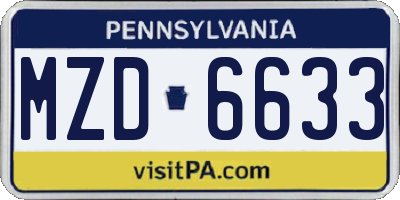 PA license plate MZD6633