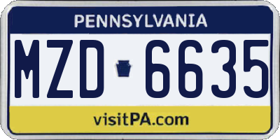 PA license plate MZD6635
