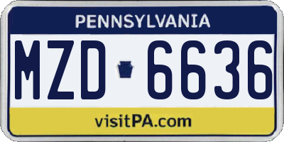 PA license plate MZD6636