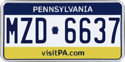 PA license plate MZD6637