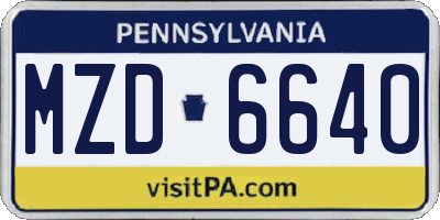PA license plate MZD6640