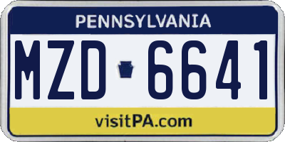 PA license plate MZD6641