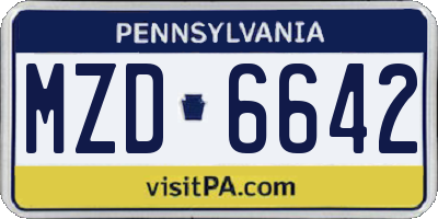 PA license plate MZD6642