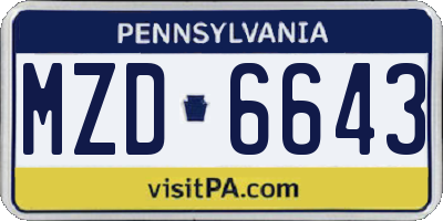 PA license plate MZD6643