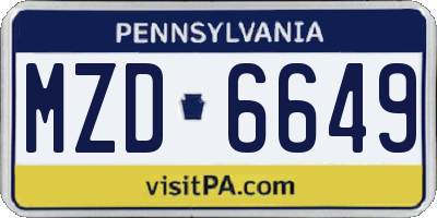 PA license plate MZD6649
