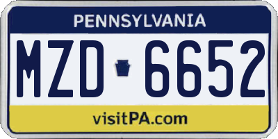 PA license plate MZD6652