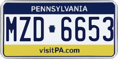 PA license plate MZD6653