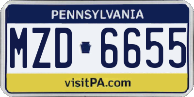 PA license plate MZD6655