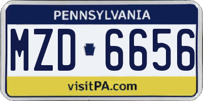PA license plate MZD6656