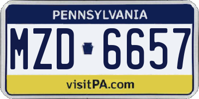 PA license plate MZD6657
