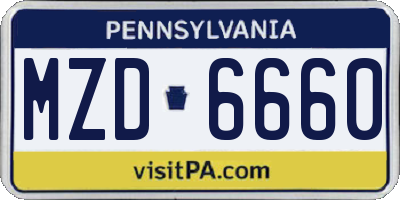 PA license plate MZD6660