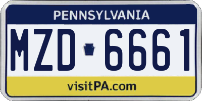 PA license plate MZD6661