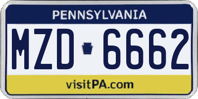 PA license plate MZD6662