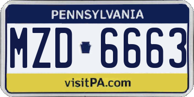 PA license plate MZD6663