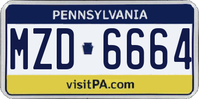 PA license plate MZD6664