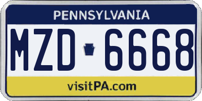 PA license plate MZD6668
