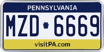 PA license plate MZD6669