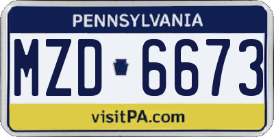 PA license plate MZD6673