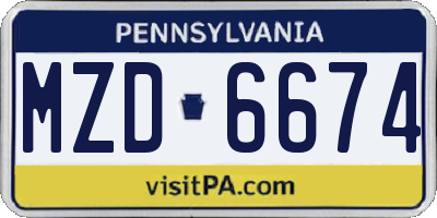 PA license plate MZD6674
