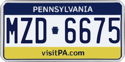 PA license plate MZD6675