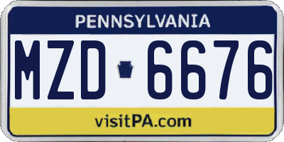 PA license plate MZD6676