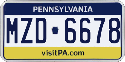 PA license plate MZD6678