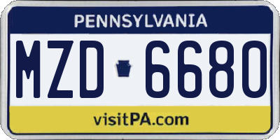 PA license plate MZD6680