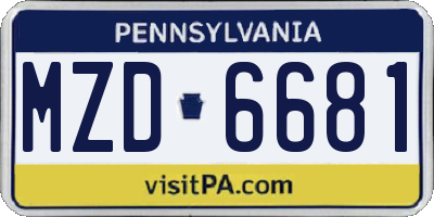 PA license plate MZD6681