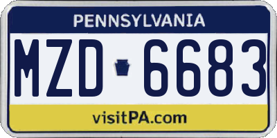 PA license plate MZD6683