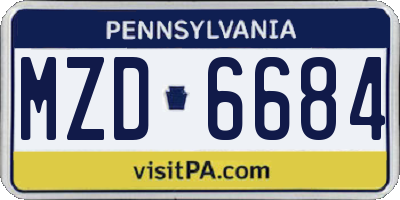 PA license plate MZD6684
