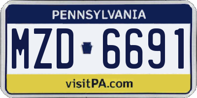 PA license plate MZD6691