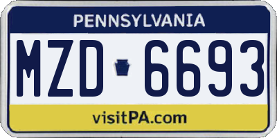 PA license plate MZD6693