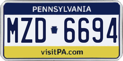 PA license plate MZD6694